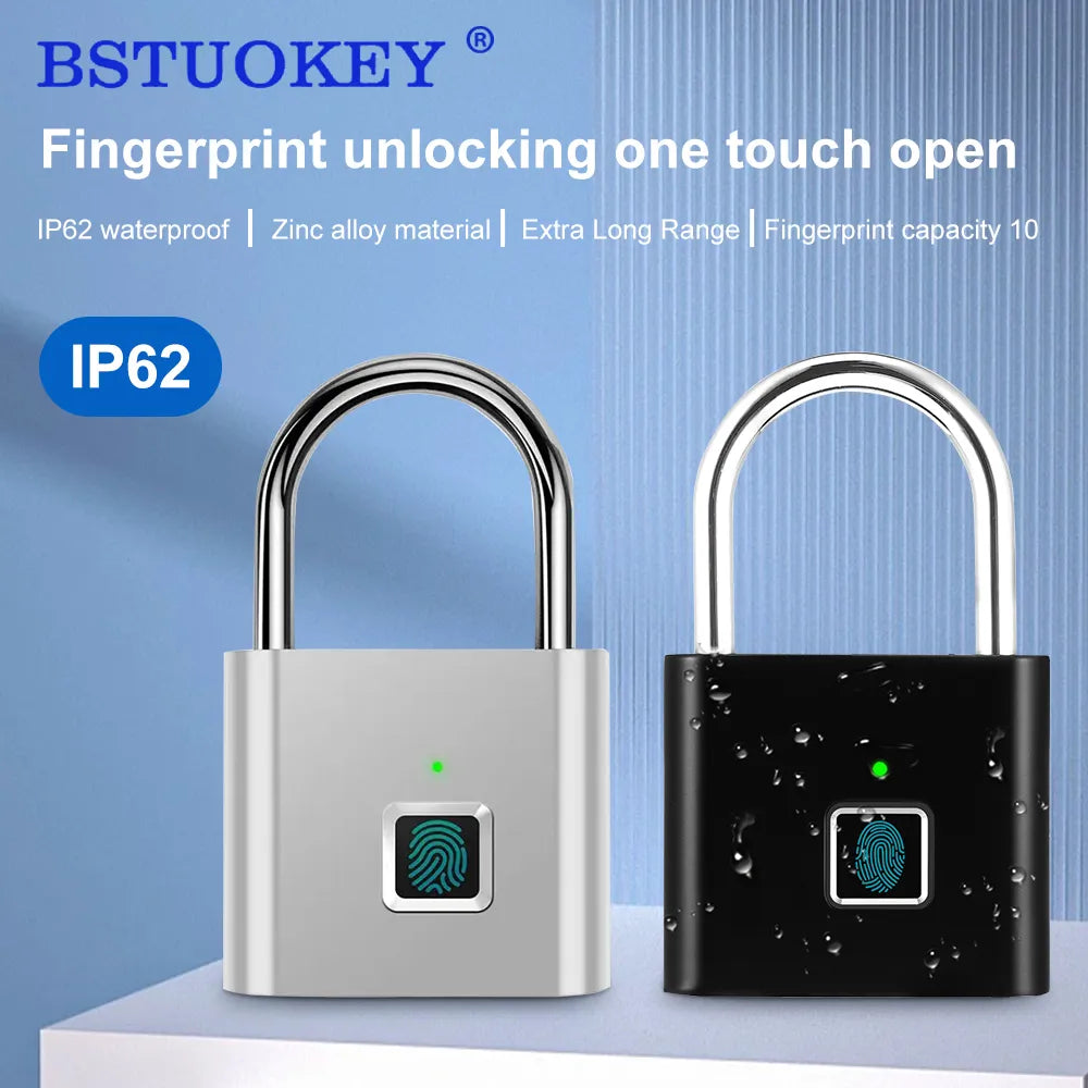NEW Electronic Padlock Luggage Fingerprint Lock USB Rechargeable Smart Keyless Security Home Dormitory Door Lock Cabinet Locker