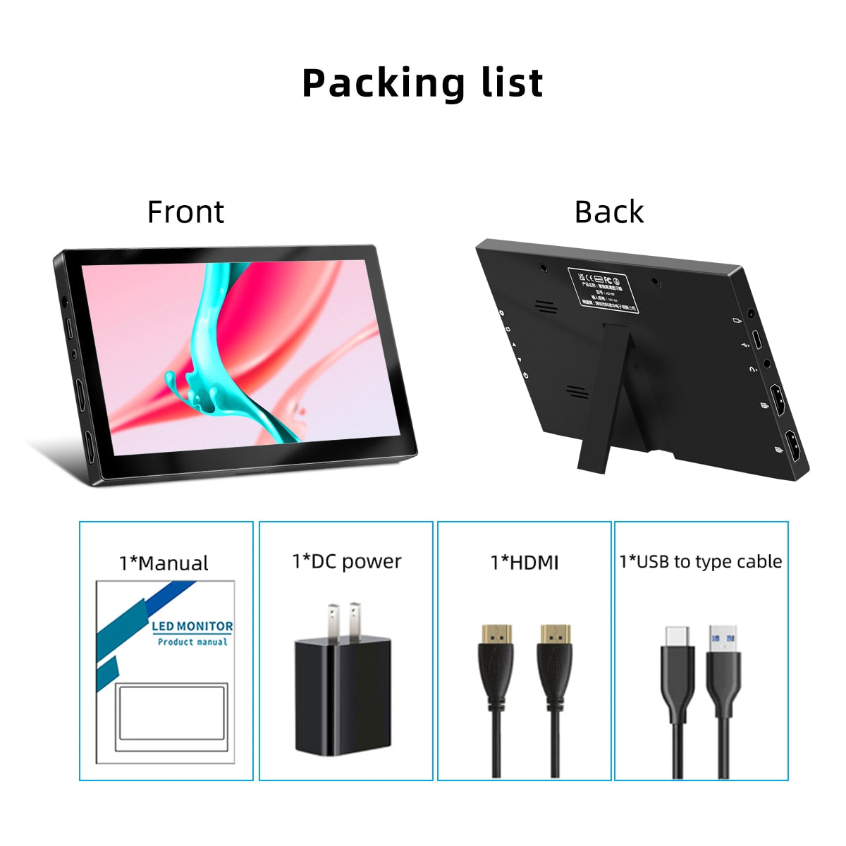 Portable Monitor 7 inch 1024*600 TFT 5-point Capacitive Touch screen LCD display for Raspberry Pi Windows HDMI-Compatible