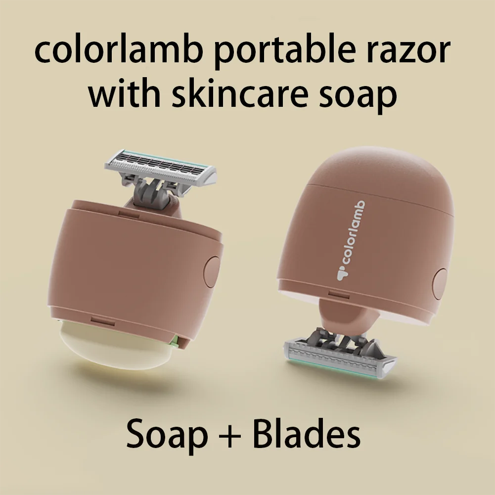 Colorlamb Portable Women Razor for Travel Cute Bear Style Manual Razor with 2 Safety Cartridges + 2 Skin Care Soap Shaver Set