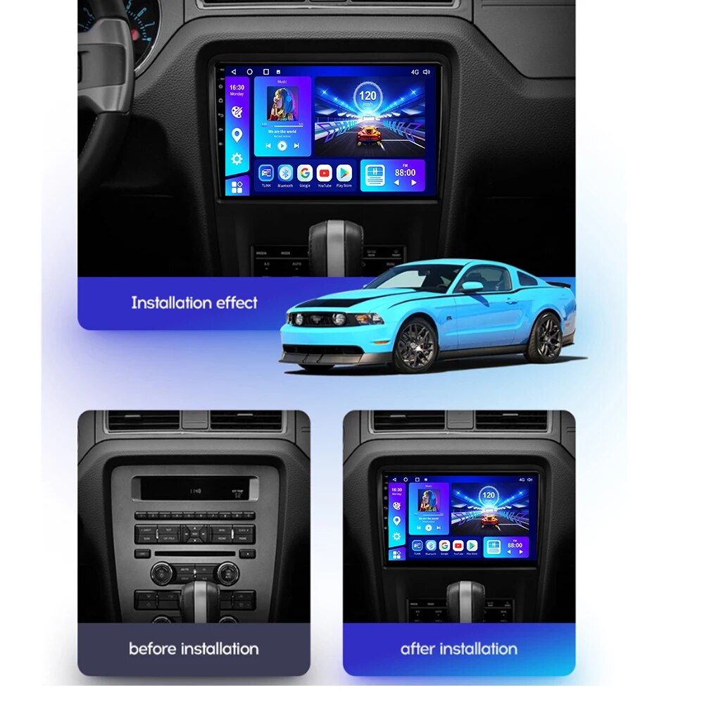 NAVISTART For Ford Mustang 2010 2011-2014 Android 10 Car Radio GPS Navigation 4G WIFI Carplay Android Auto Multimedia DVD Player
