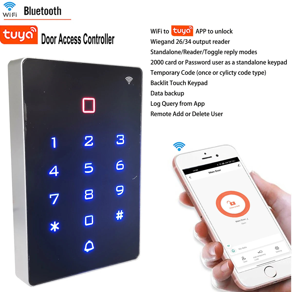 WiFi Tuya Remote App Outdoor Lock Controller Sets Waterproof 125khz RFID Card Full Phone Door Access Control System Kits