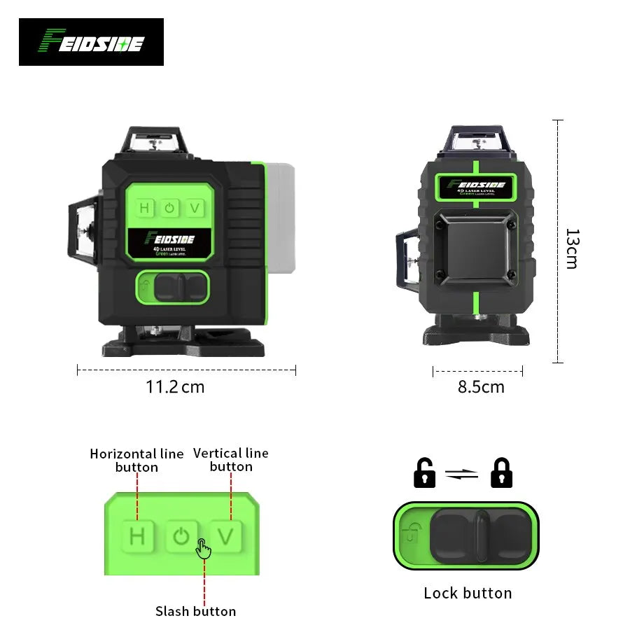 AliExpress Collection FEIDSIDE 16/12 Lines 4D/3D Laser Level Green Line Self-Leveling 360 Horizontal And Vertical Super Powerful