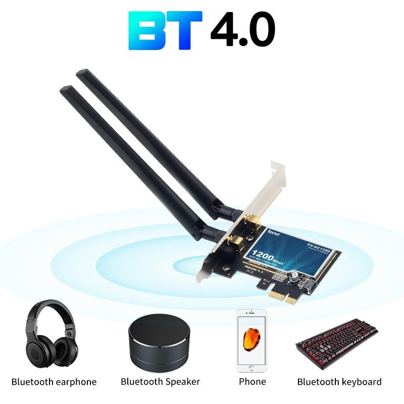 1200Mbps Dual Band Wireless WiFi Card Adapter Desktop 802.11AC For Bluetooth 4.0 PCIE WiFi Adapter 2.4Ghz/5Ghz For Win 7 8 10