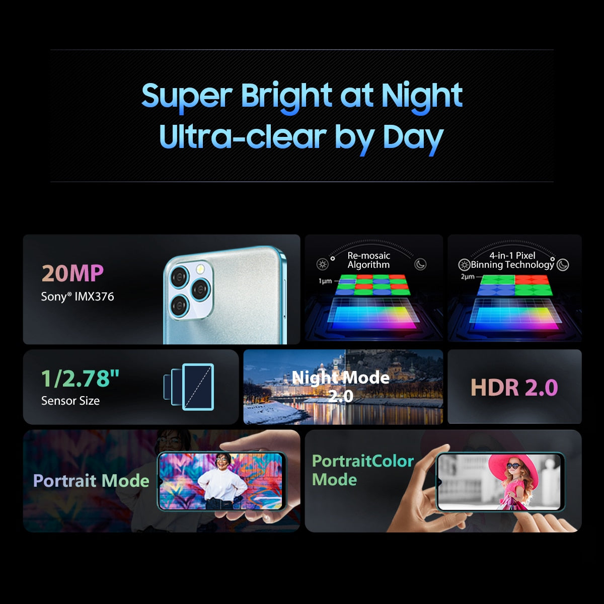 Blackview A95 Smartphone Helio P70 Octa Core Android 11 Mobile Phone 8GB+128GB 6.528" HD+ Display 20MP Camera 4380mAh  Cellphone