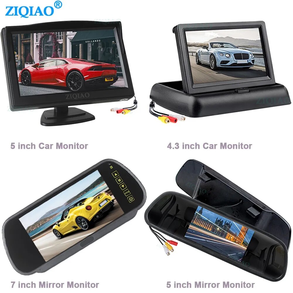 ZIQIAO 7" 5" 4.3 Inch Lcd Color Screen Car Rear View Mirror Monitor Foldable Display Optional