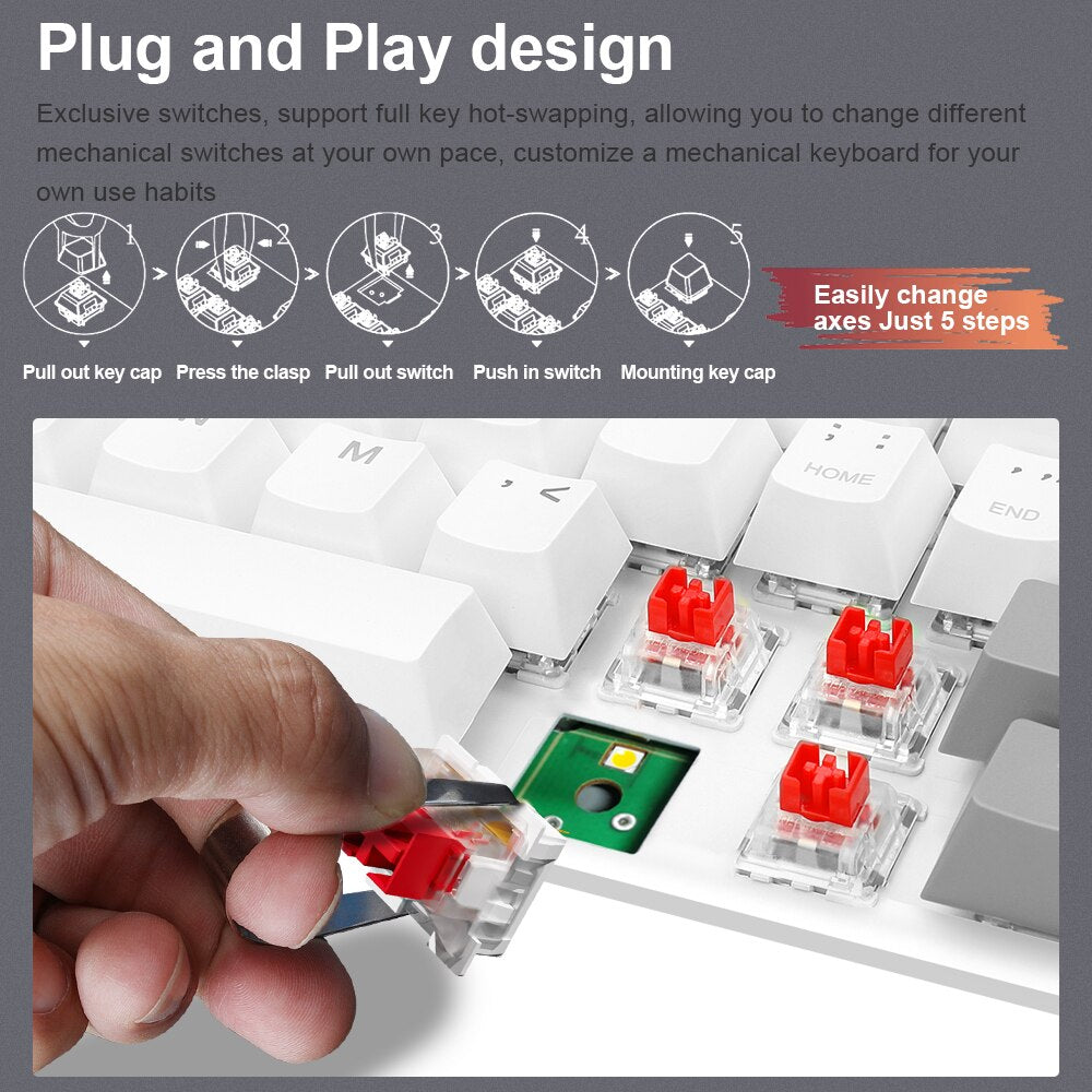 E-YOOSO Z11 USB Mechanical Gaming Wired Keyboard Red Switch 61 Keys Gamer Russian Brazilian Portuguese for Computer PC Laptop