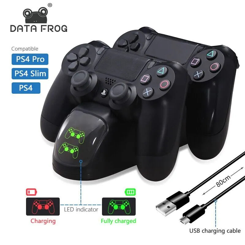 DATA FROG PS4 Charging Station Controller Charger for Wireless PS4 USB Dual Dock Station