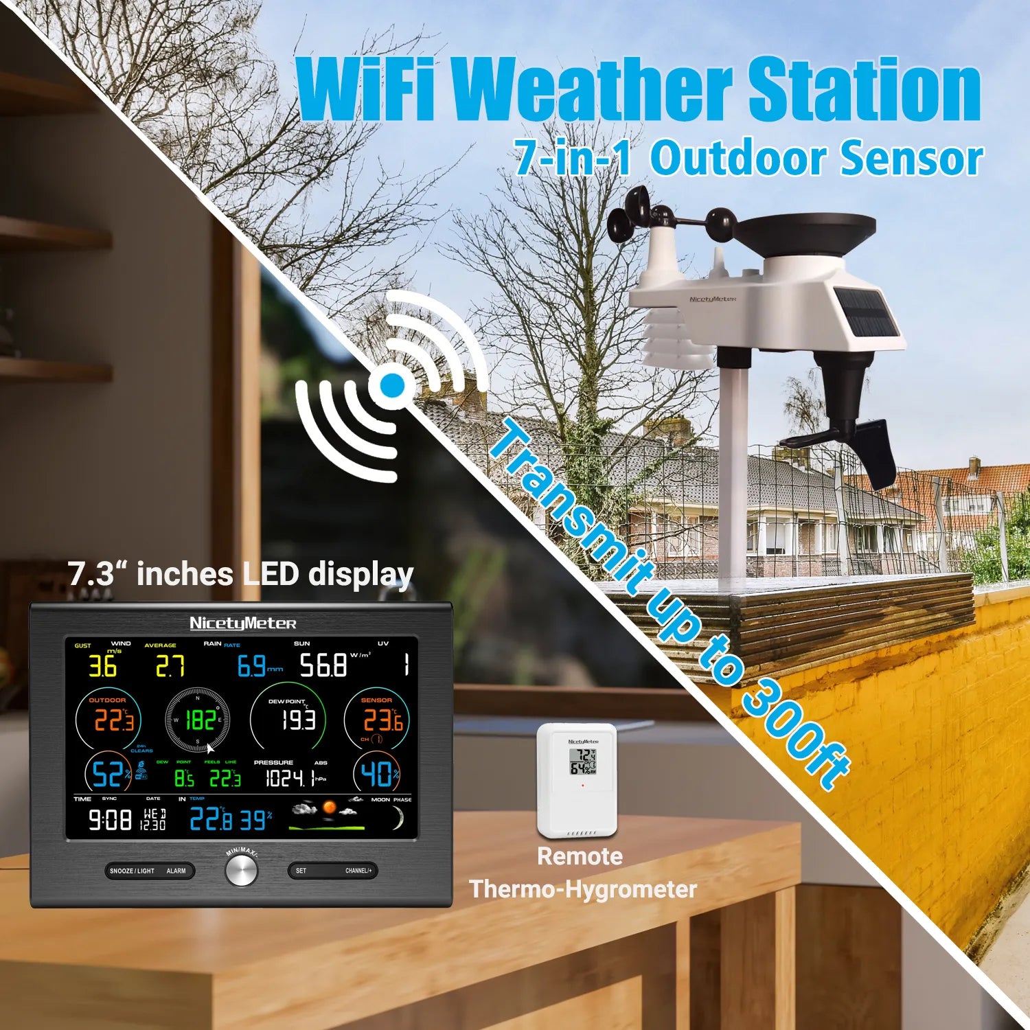 0370 WiFi Weather Station Outdoor Sensor Rain Gauge Weather Forecast Weather Base Weathercloud Temperature Humidity 8 Channel