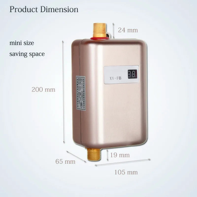 110V/220V Electric Water Heater 3800W Tankless Instantaneous Instant Hot Water Heater Kitchen Bathroom Shower Flow Water Boiler