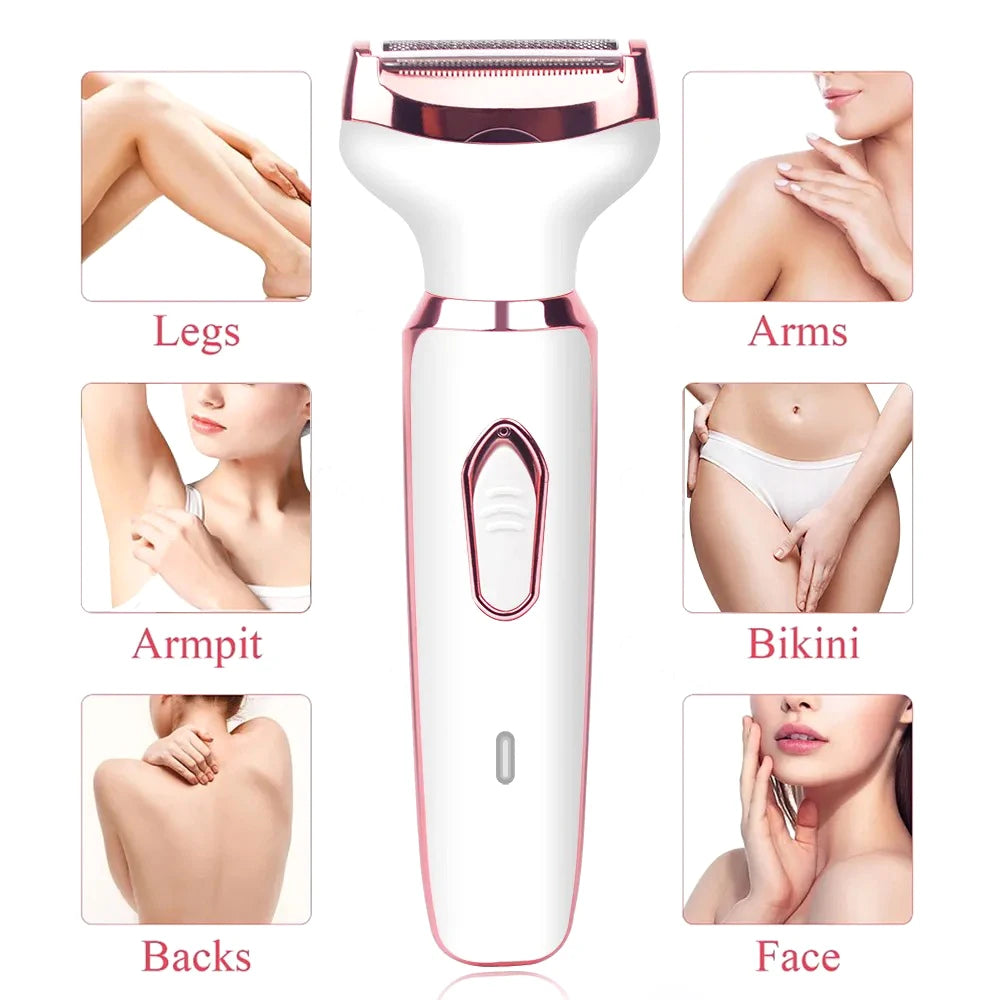 Electric Razor for Women Shaver Lady Shaver 4 in 1 Body Hair Trimmer for Armpit Bikini Arm Leg Face Portable Painless Razor Tool