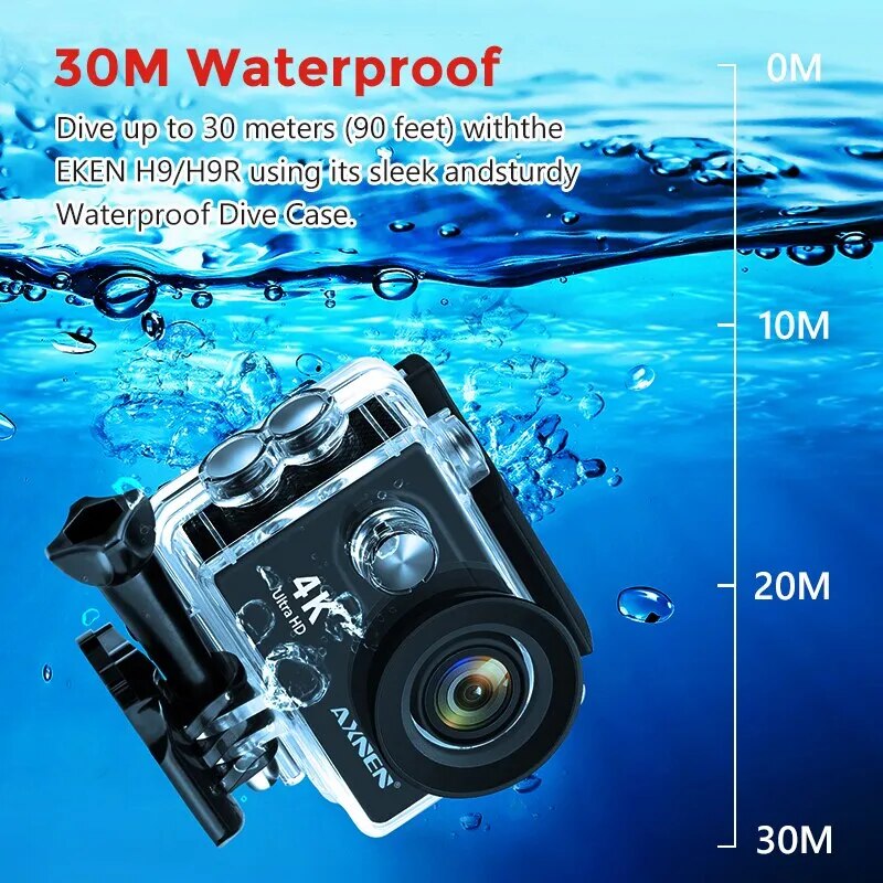 AXNEN H9R Action Camera 4K 30fps EIS 1080P60fps WiFi 2Inch Screen Underwater Waterproof Helmet Motorcycle Video Record Sport Cam