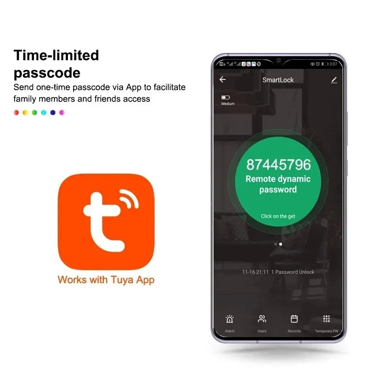 For Tuya Smartlife APP Remote Control Smart Fingerprint Password Lock Keyless Entry Fingerprint Security Handle Lock For Home