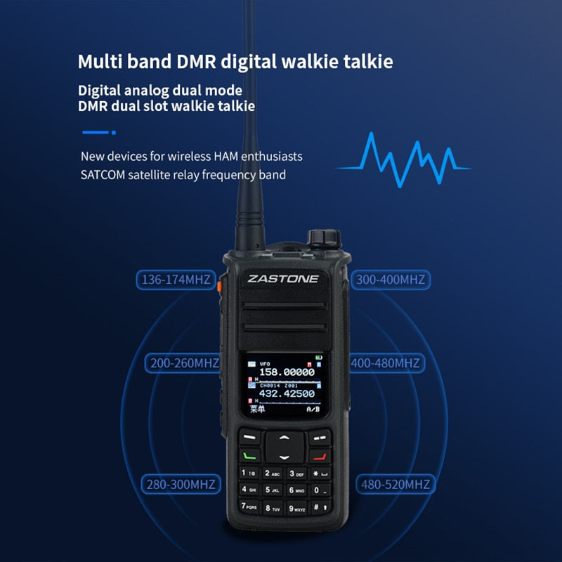 ZASTONE UV008 DMR Walkie Talkie Digita Two Way Radio Dual band 10W Dual time slot Walkie-talkie GPS