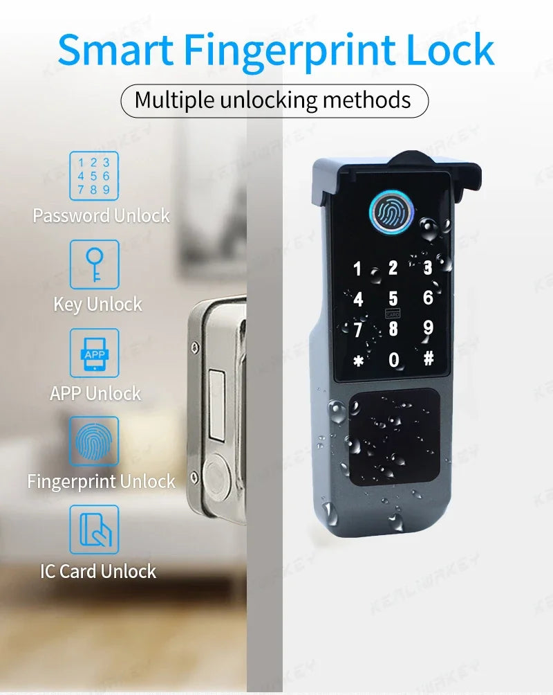 Tuya Wifi Fingerprint Lock Outdoor Waterproof Bluetooth TTLock App Rfid Card Digital Password Keyless Electronic Smart Door Lock