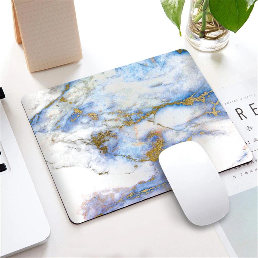 Marble Nordic Style Small Mouse Pad Computer Laptop Mousepad Rectangle Non-slip Rubber Base Deskpad Table Mat Desk Accessories