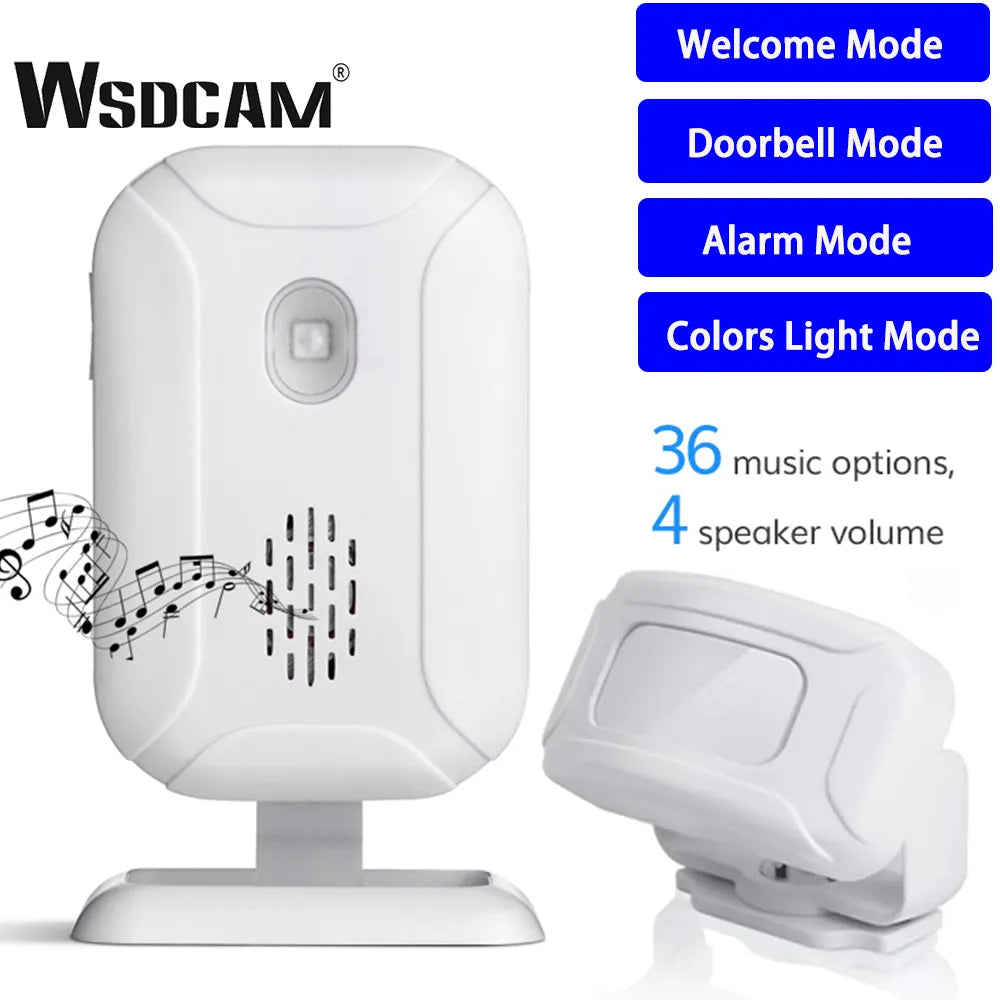Wsdcam 36 Chime Welcome Alarm Motion Sensor Doorbell Infrared Detector 113dB Entry Doorbell Security Alarm