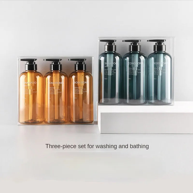 3-piece Soap Dispenser Hand Soap Bottle Shampoo, Shower Gel Bottle Outdoor Travel Tool, Bathroom Accessories Set 300ML / 500ML