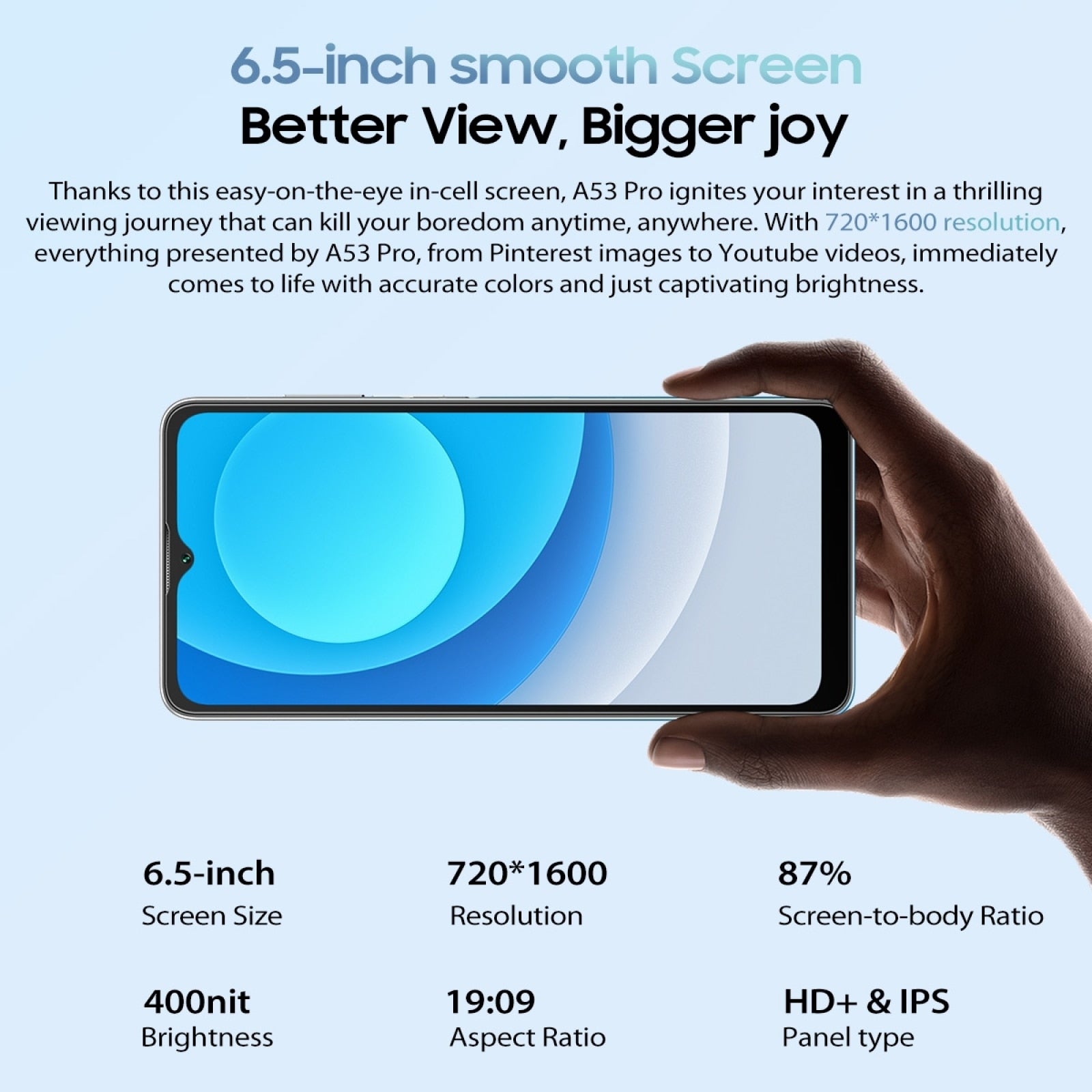 BLACKVIEW A53 Pro Smartphone 6.5" Waterdrop Screen 4GB+64GB Octa Core 5180mAh Android 12 Mobile 12MP Rear Camera Google Play 4G