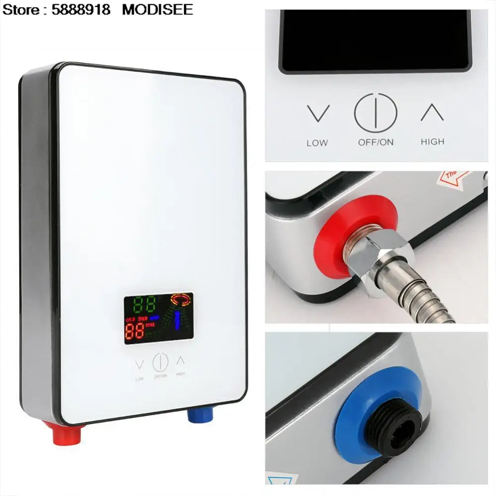 Hot Water Heater Electric 6500W 220V Tankless Instant Boiler Bathroom Tankless Shower Set Thermostat Safe Intelligent Automatica