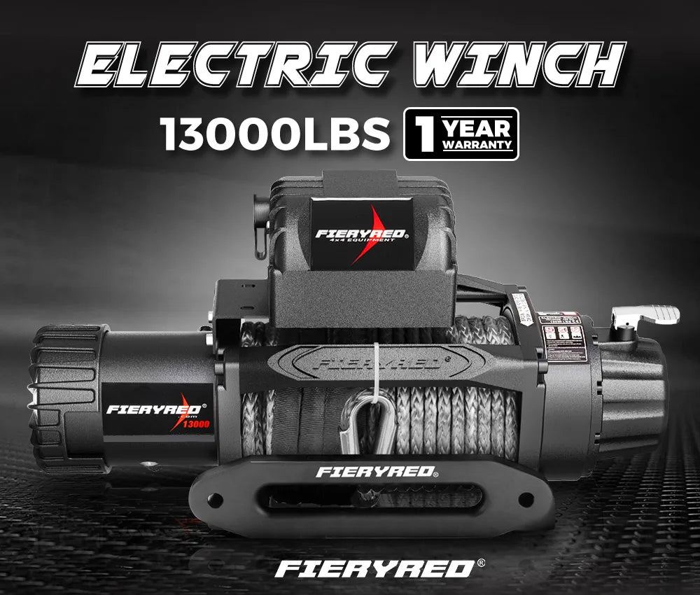 FIERYRED 12V 13000LBS/5909KG IP67 Car 4x4 SUV Wired/Wireless Control Synthetic Rope Electric Winch