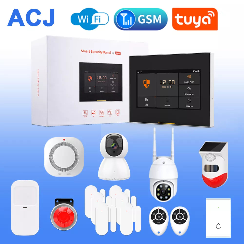 WIFI GSM Tuya Wireless Burglar Alarm System for Smart Home Camera PIR Motion Sensor Door Sensor Security Alarm Kit APP Control