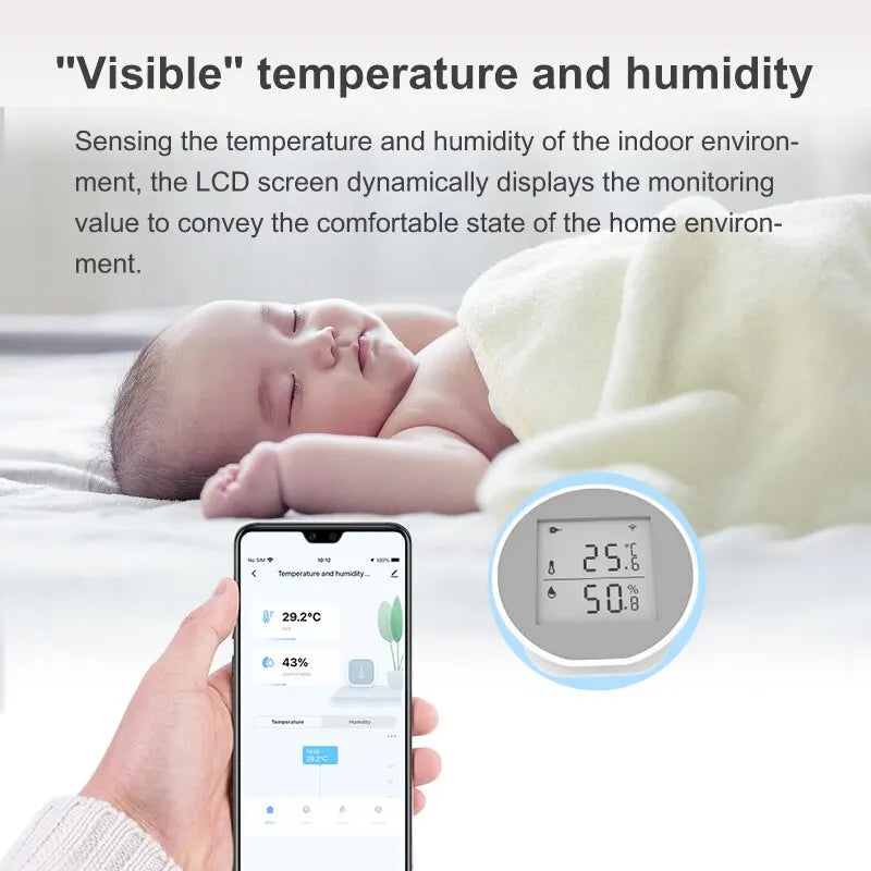 Tuya Zigbee Temperature Humidity Sensor Indoor Hygrometer Thermometer Detector LCD Screen Smart Life App Battery Or USB Powered