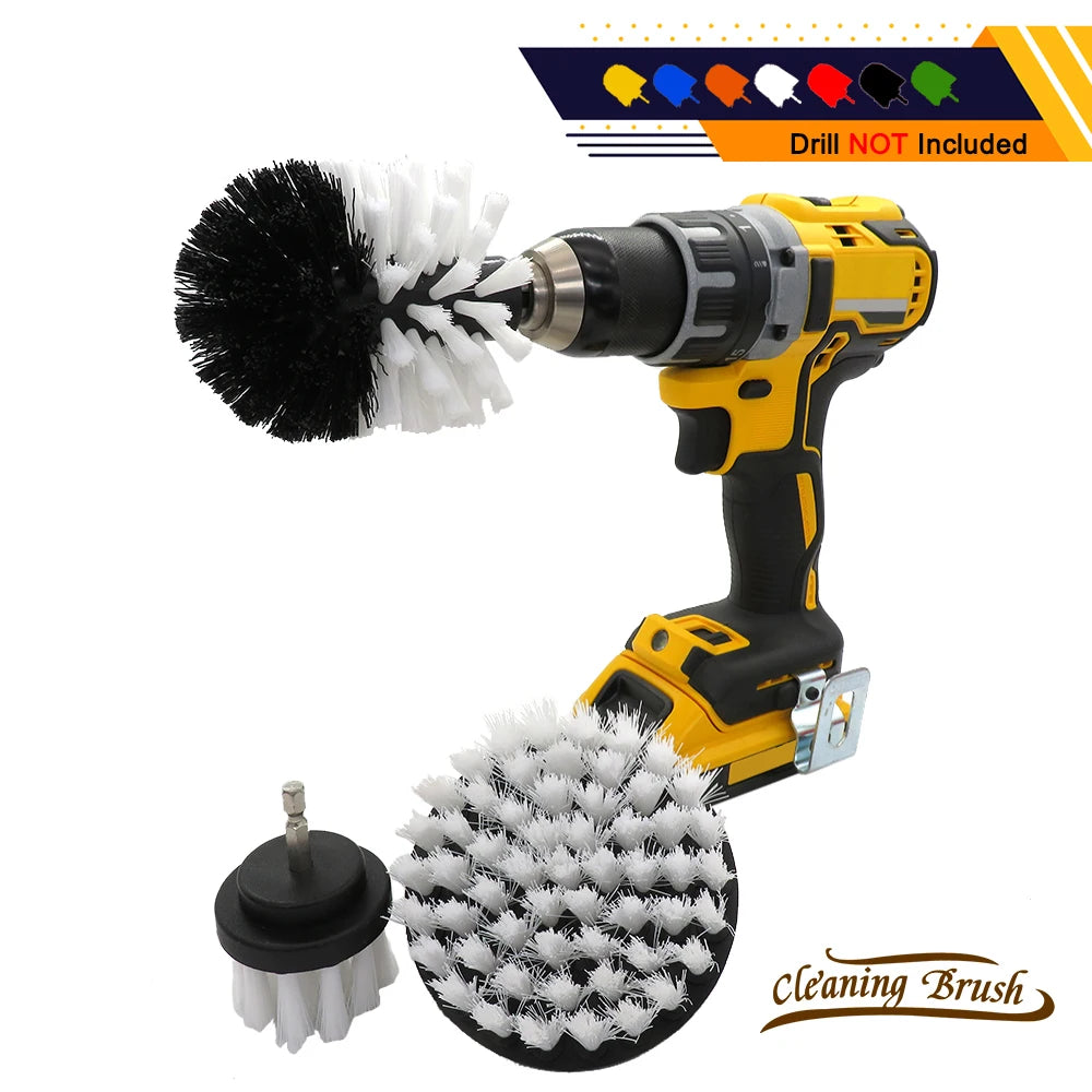 3Pcs Drill Electric Brush Attachment Set for Cleaning  Leather and Upholstery Sofa Wooden Furniture Car Bathroom Auto Wheel