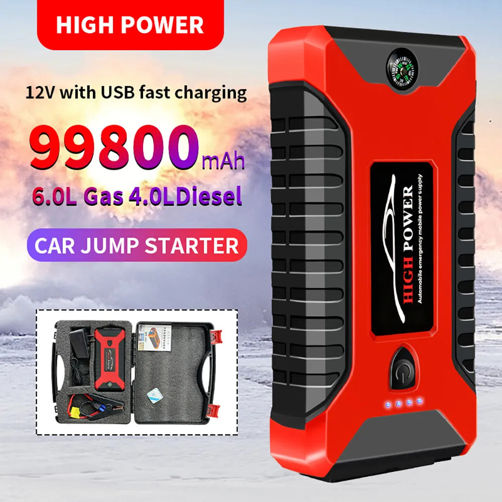 99800mAh car emergency power supply 12V mobile phone car universal mobile emergency power supply with tool box air pump