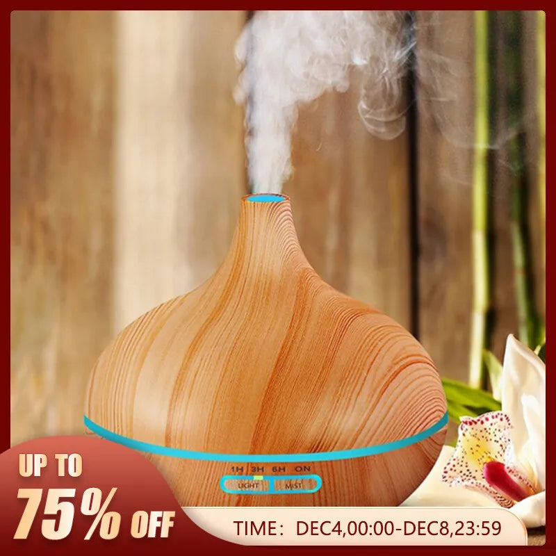 500 ML Intelligent Colorful Light Wood Grain Aromatherapys Machine Household Mist-Aromatherapy Humidifier Bedroom Air Purifier