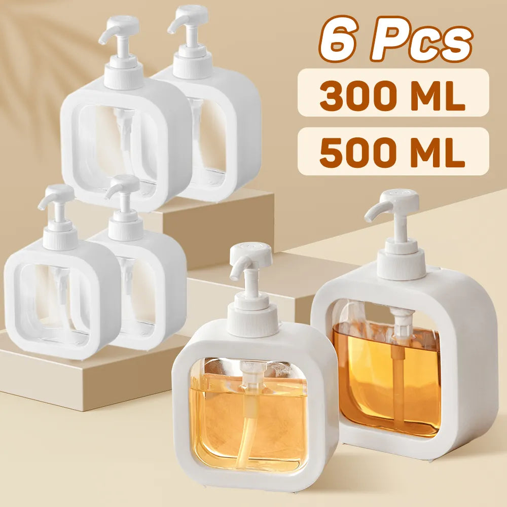 300ml/500ml Bathroom Soap Dispenser Bottle Shampoo Shower Gel Bottle Press Refillable Empty Travel Bath Pump Wash Hand Bottles