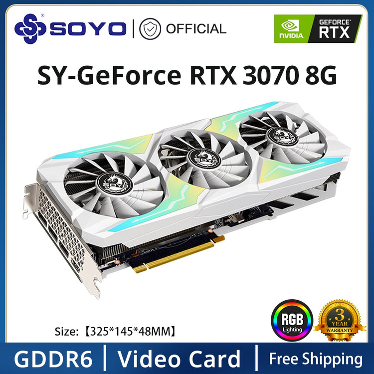 SOYO Brand New GeForce RTX3080 Ti 12G/3070 Ti 8G Graphics Card GDDR6X Memory PCI Express X16 4.0 Gaming Video Card NVIDIA GPU