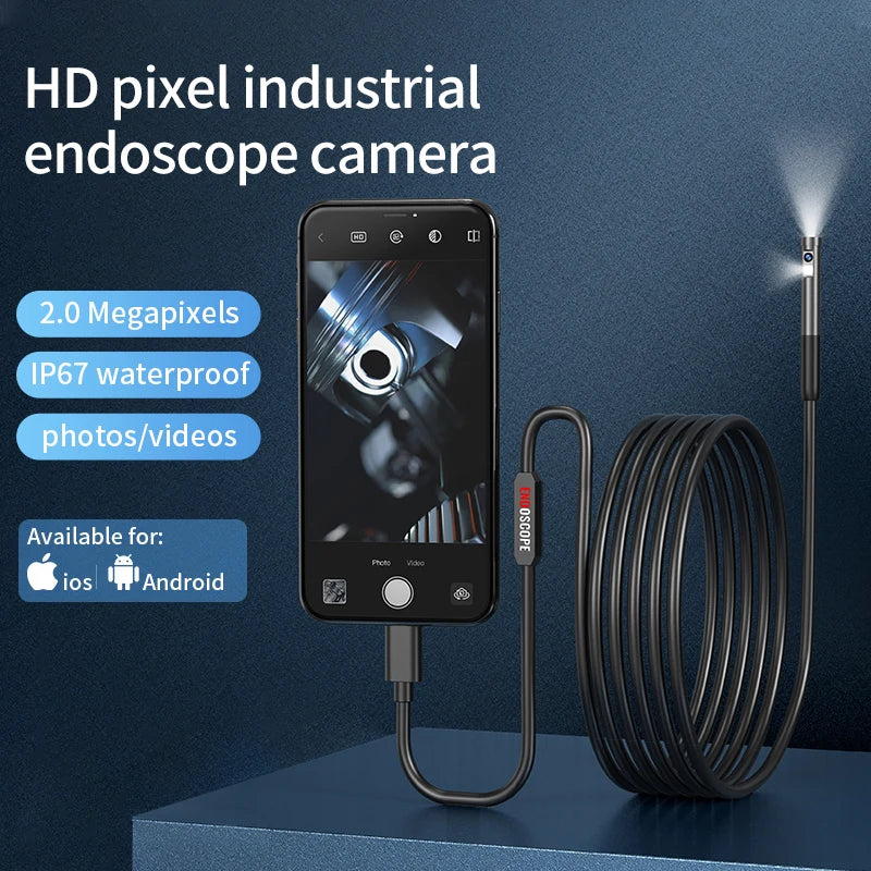 INSKAM Single/Dual Lens Endoscope Camera IP67 Waterproof Pipeline Inspection Borescope 8MM Lens Car Sewer For IOS Android USB-C