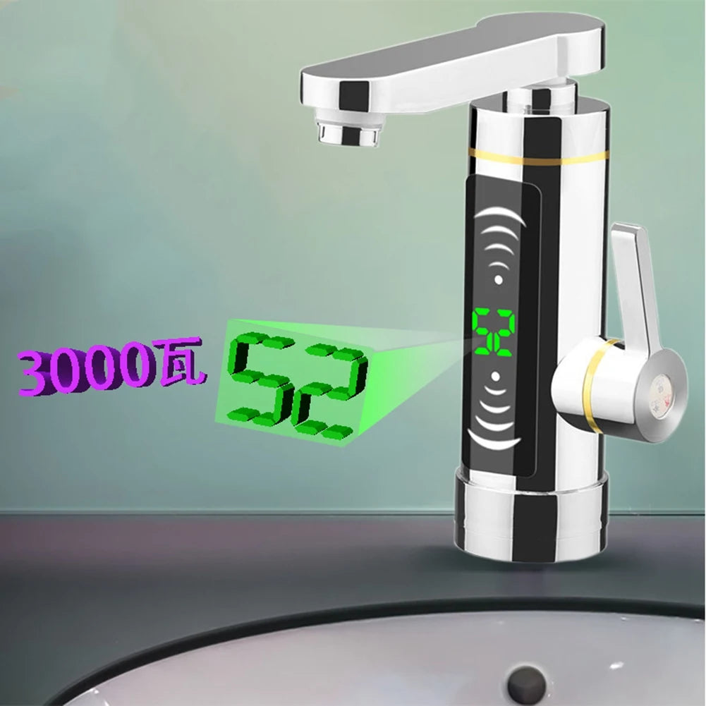 Hot Water Heater Faucet Instant Tankless 3000W Electric Fast Heating Tap Water Faucet with LED Digital Display US Plug