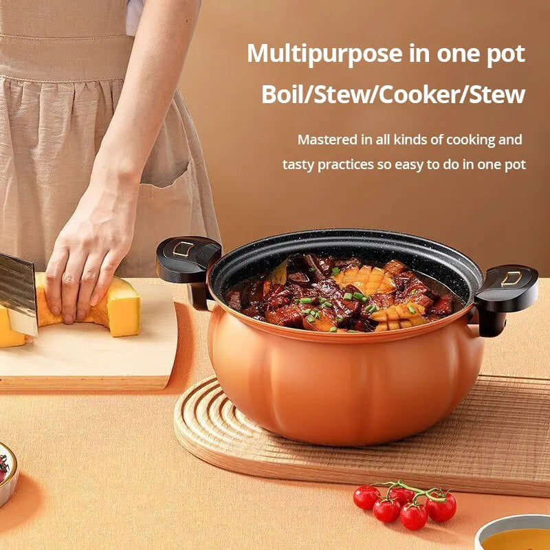 5L Orange Pumpkin Micro Pressure Pot New Home Type Soup Pot Multifunctional Non Stick Pot Gas Stove Universal Soup Pot