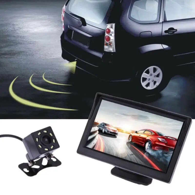 5 inch LCD HD Screen Monitor Suction Cup Parking Camera Car Rearview Reverse Backup Camera