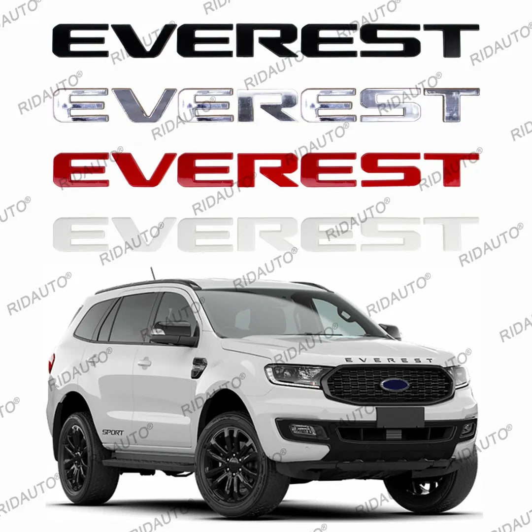 3D Hood Emblem Logo Letters Sticker With Glue Chromium Styling For FORD EVEREST Chrome Red White Mate Black