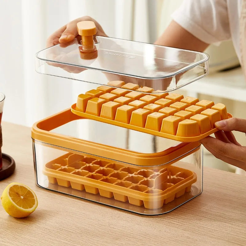 Press The Ice Cube Mold with One Click To Detach The Household Refrigerator Ice Box Self Made Ice Grid Food Grade Press Ice