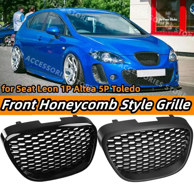 Honeycomb Front Bumper Grill for Seat Leon 1P MK2 / Altea 5P / Toledo MK3 1133007 Matte Black Heatproof Radiator Grill Grille