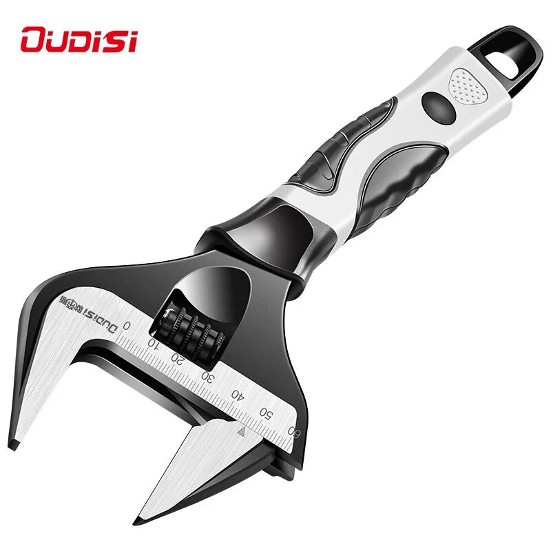 OUDISI Short Handle Large Opening Bathroom Wrench Adjustable Wrench Stainless Steel Universal Wrench Mini Nut Key Hand Tool