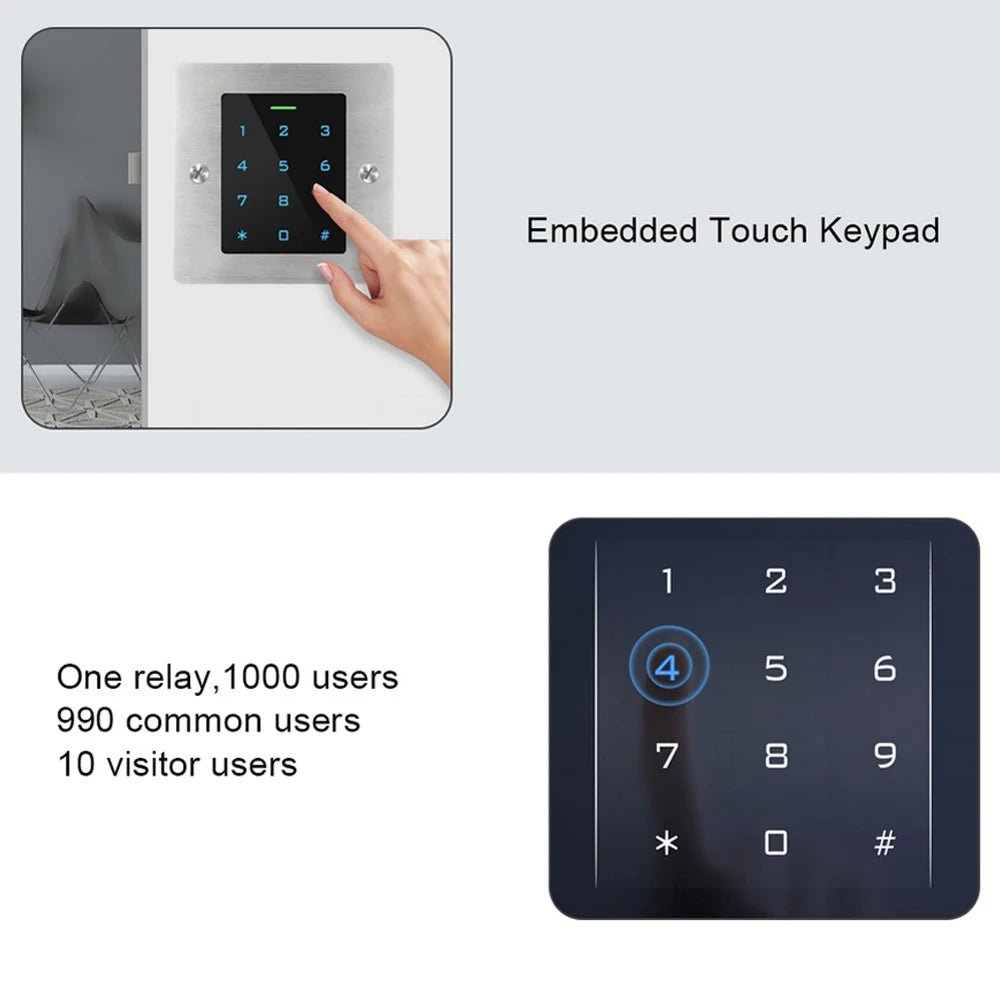 Metal Embedded Access Control Keypad Waterproof 125KHz RFID Keyfob Reader 2000 User Door Opener Wiegand 26 Output