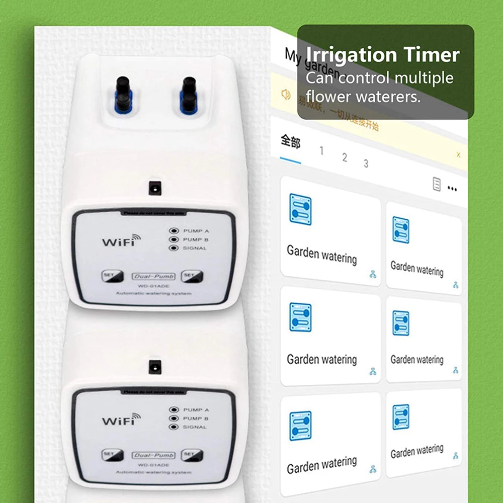 Tuya Irrigation Programmer Double Pump Garden Automatic Watering System Drip Irrigation Water Valve Timing Controller Smart Home