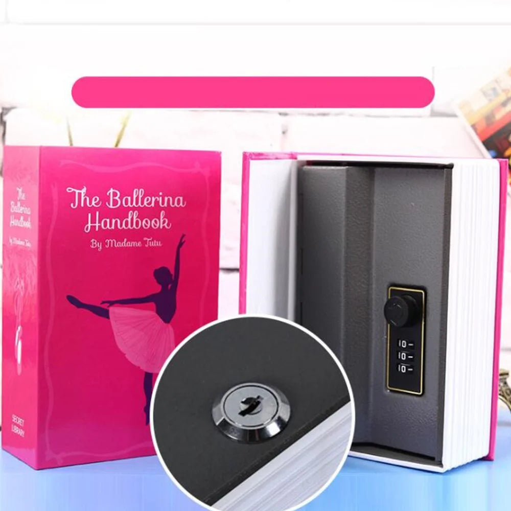 Book Safe Storage Box, Safe with 3 Digital Combination Lock, Anti-Theft Safe Secret Box, (Pink)