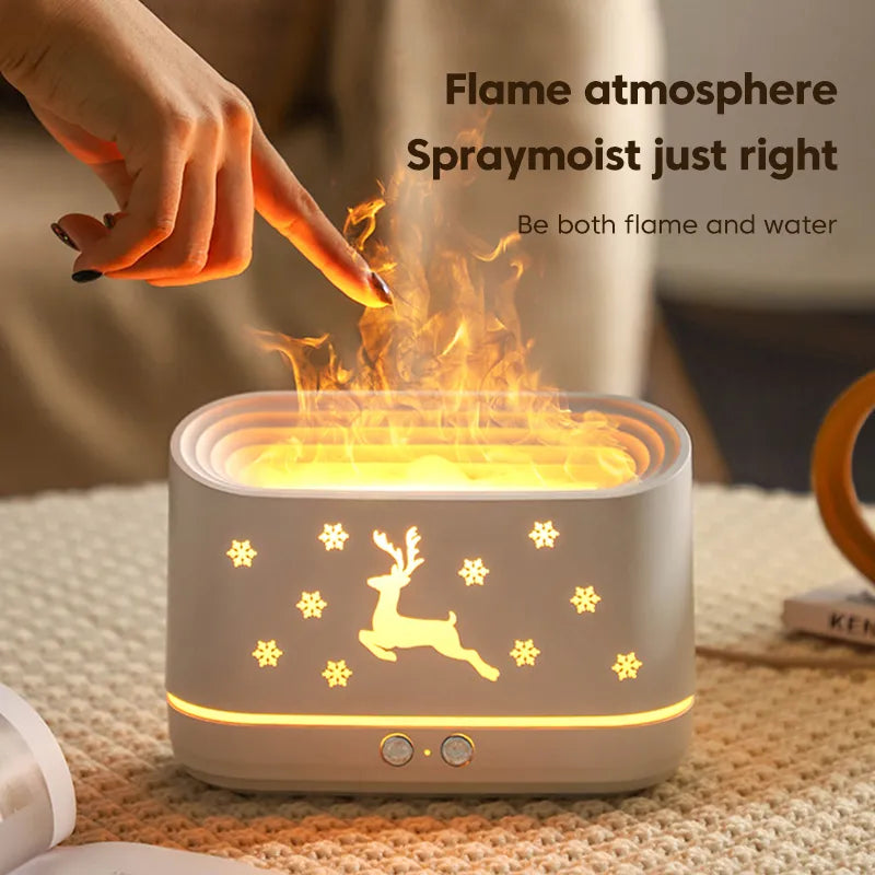 2023 Newest Flame Humidifier For Christmas Decoration Home Cartoon Deer Humidificador Snowflake Aroma Diffuser Dropship