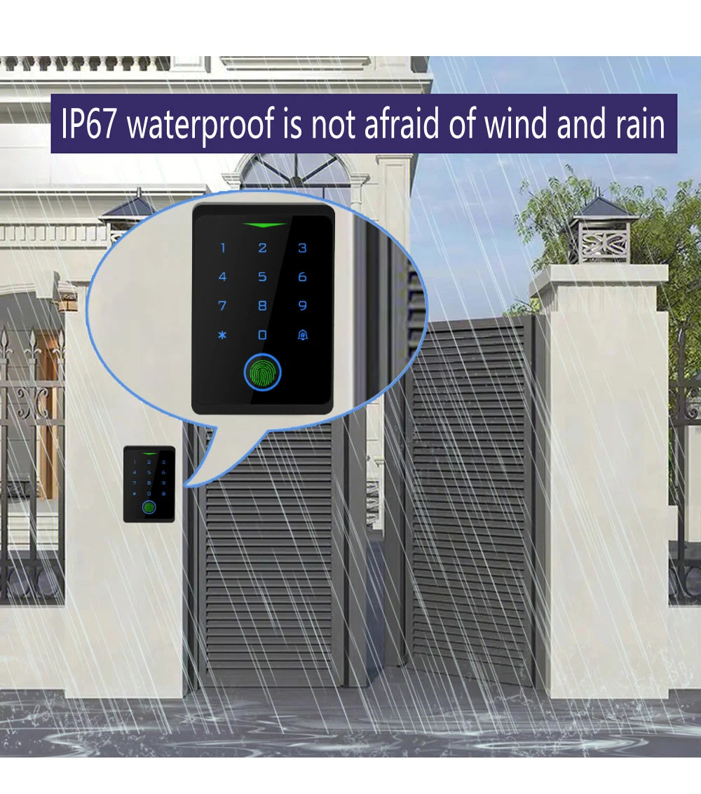 Tuya APP Fingerprint Door Lock IP66 Waterproof Keyless Fingerprint WIFI Access Control Standalone Keypad IC Card Door Entry