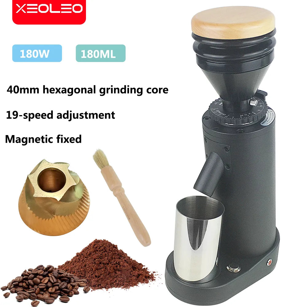 XEOLEO Electric Coffee grinder 40mm Conical burr grinder blow hopper Titaninum/SS 150W Coffee bean grinder machine Coffee miller