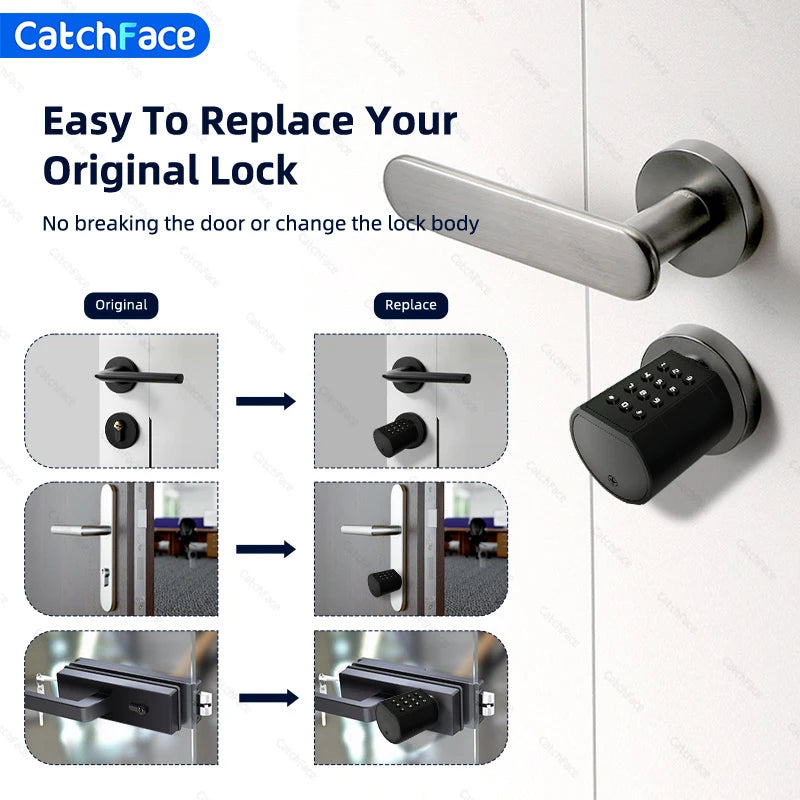 Catchfcae New Adjustable Replacement TTLock APP Fingerprint FRID Card Password Cylinder Electronic Smart Door Lock Digital