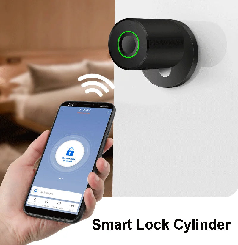 Smart Cylinder Lock Tuya 70mm Electronic Bluetooth APP Remote Biometric Fingerprint Lock Anti-Theft Security Home Door Lock