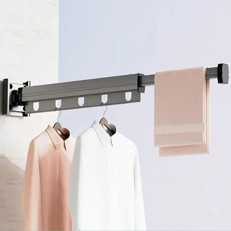 Wall Mounted Cloth Drying Rack Home Folding Clothes Hanger Organizer Space Saver Stand For Indoor Balcony Accessories