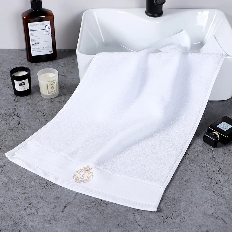 Inyahome 100% Organic White Cotton Towel Set of 1/4/6 Embroidered Luxury Large Bath Hand Face Towel Set for Daily Use Toallas 타월