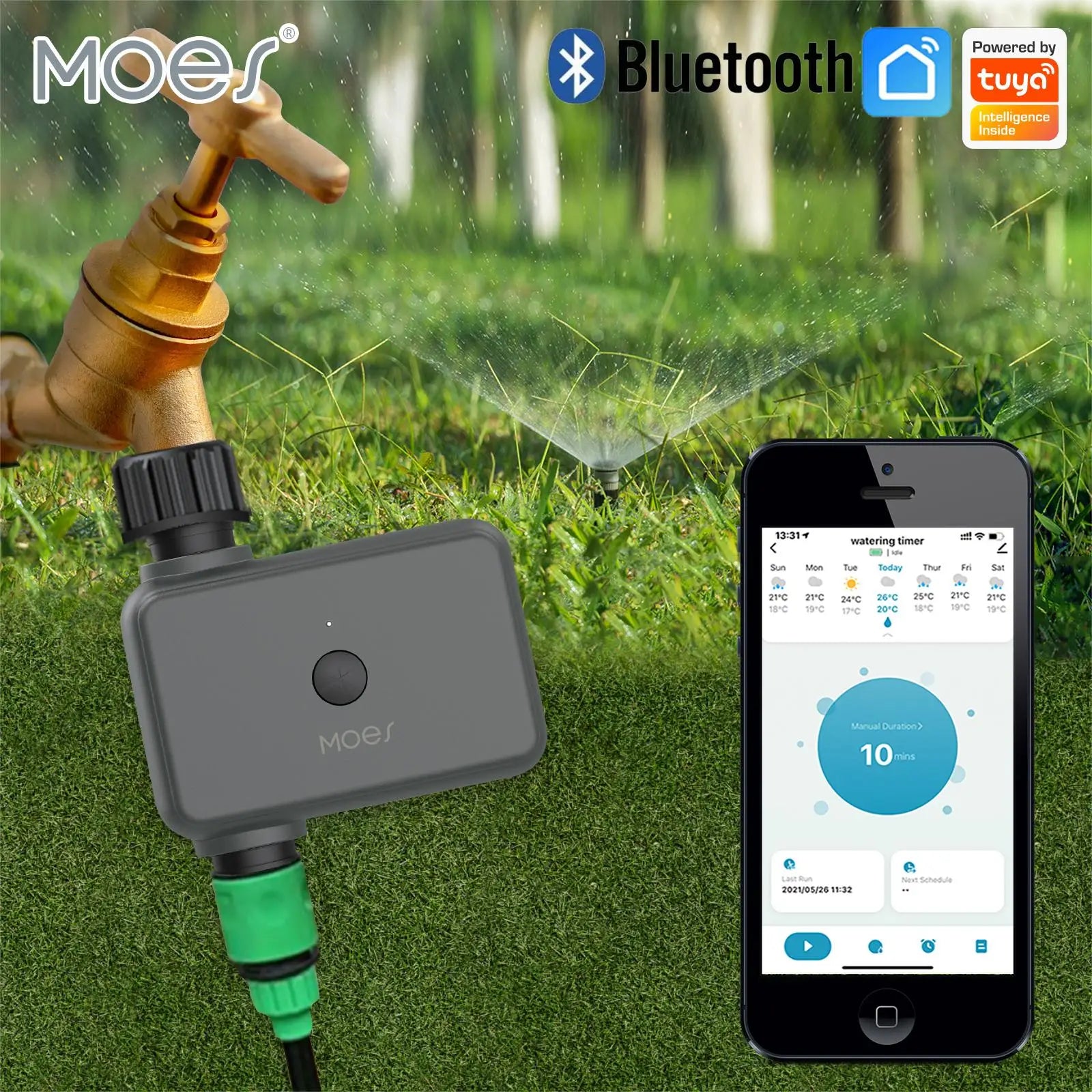 MOES Smart Bluetooth Garden Watering Valve Tuya Irrigation Timers Remote controller filter washable Programmable Timed Sprinkler